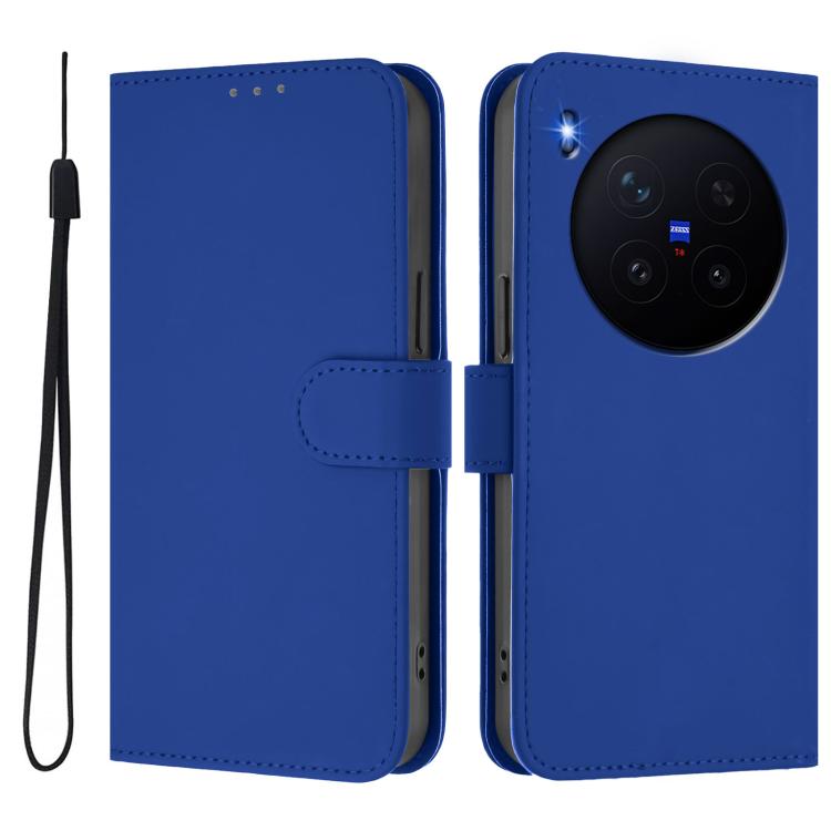 For vivo X300 Pro Skin Feel Solid Color Leather Phone Case with Lanyard