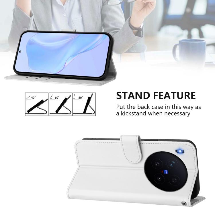 For vivo X300 Pro Skin Feel Solid Color Leather Phone Case with Lanyard
