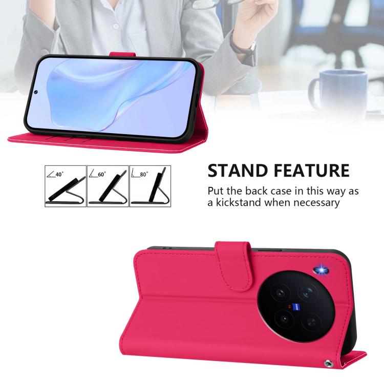 For vivo X300 Pro Skin Feel Solid Color Leather Phone Case with Lanyard