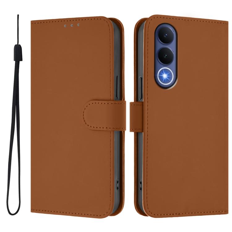 For vivo V70 FE 5G Skin Feel Solid Color Leather Phone Case with Lanyard
