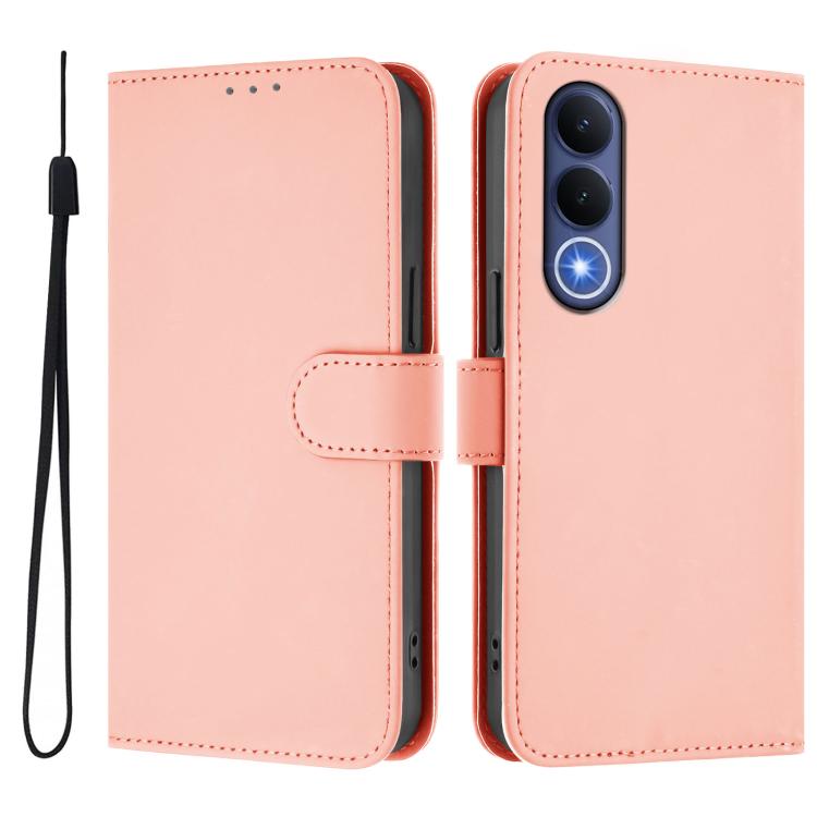 For vivo V70 FE 5G Skin Feel Solid Color Leather Phone Case with Lanyard