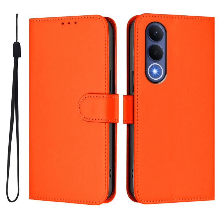 For vivo V70 FE 5G Skin Feel Solid Color Leather Phone Case with Lanyard