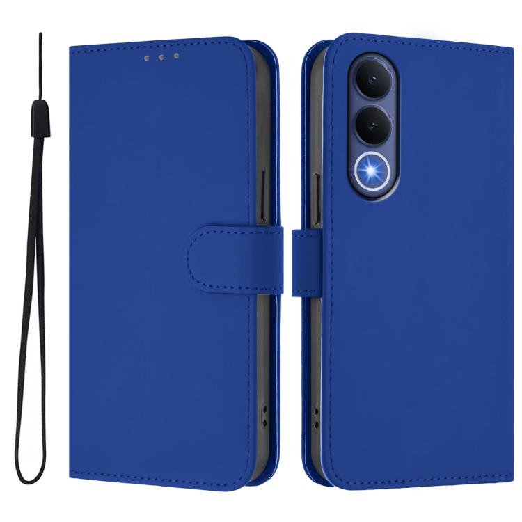 For vivo V70 FE 5G Skin Feel Solid Color Leather Phone Case with Lanyard