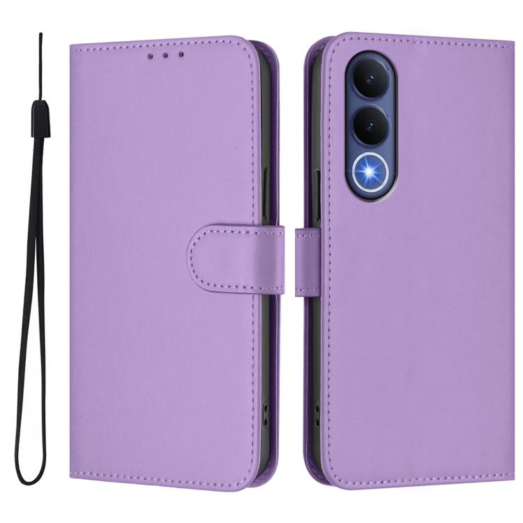 For vivo V70 FE 5G Skin Feel Solid Color Leather Phone Case with Lanyard