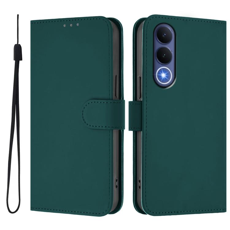 For vivo V70 FE 5G Skin Feel Solid Color Leather Phone Case with Lanyard