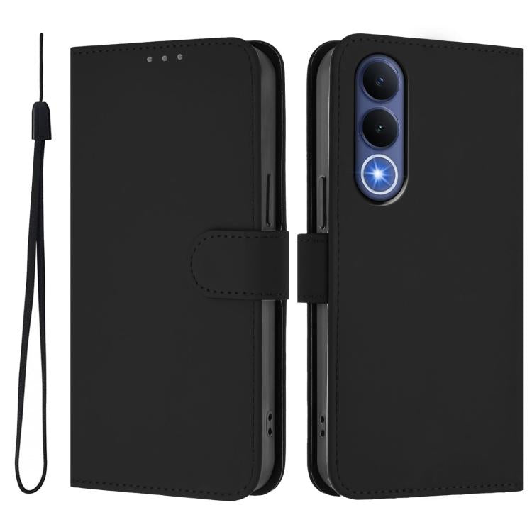 For vivo V70 FE 5G Skin Feel Solid Color Leather Phone Case with Lanyard