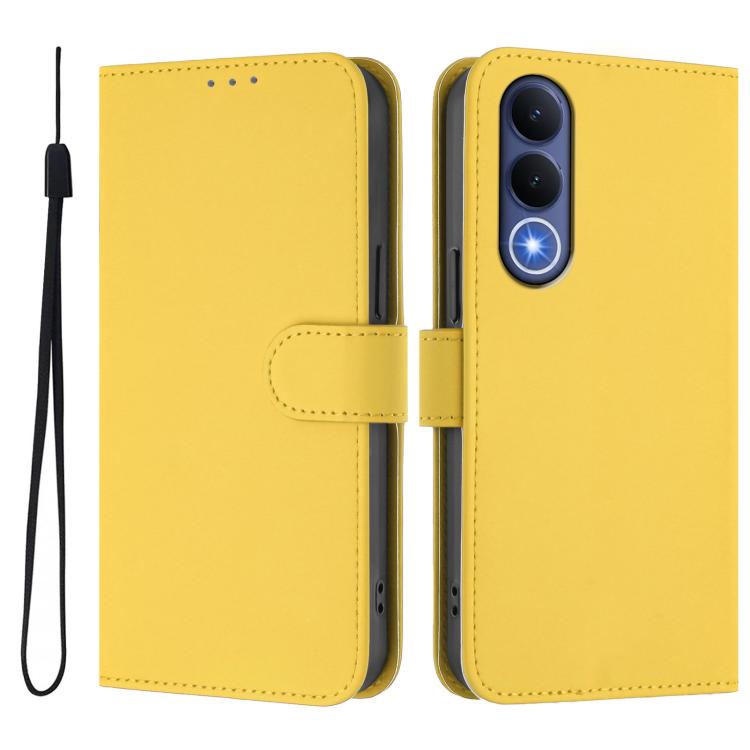 For vivo V70 FE 5G Skin Feel Solid Color Leather Phone Case with Lanyard