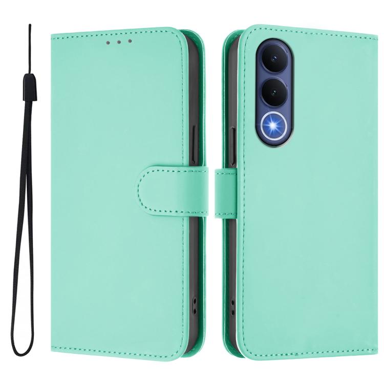 For vivo V70 FE 5G Skin Feel Solid Color Leather Phone Case with Lanyard
