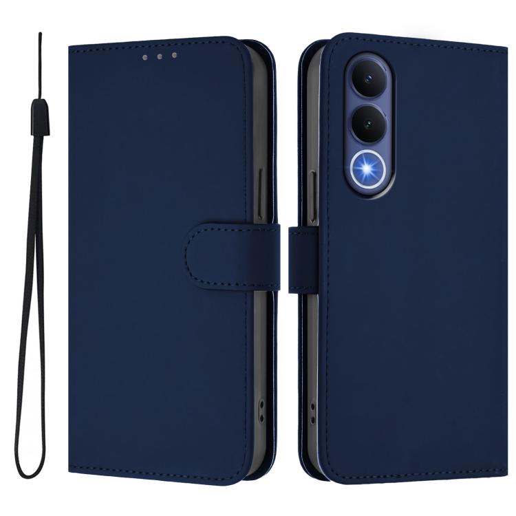 For vivo V70 FE 5G Skin Feel Solid Color Leather Phone Case with Lanyard