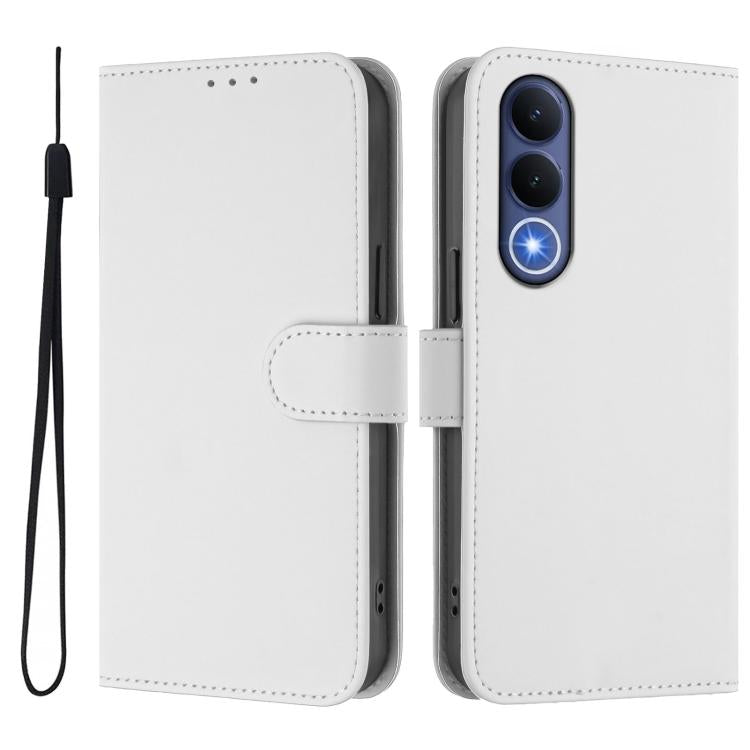 For vivo V70 FE 5G Skin Feel Solid Color Leather Phone Case with Lanyard