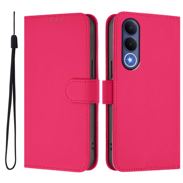 For vivo V70 FE 5G Skin Feel Solid Color Leather Phone Case with Lanyard