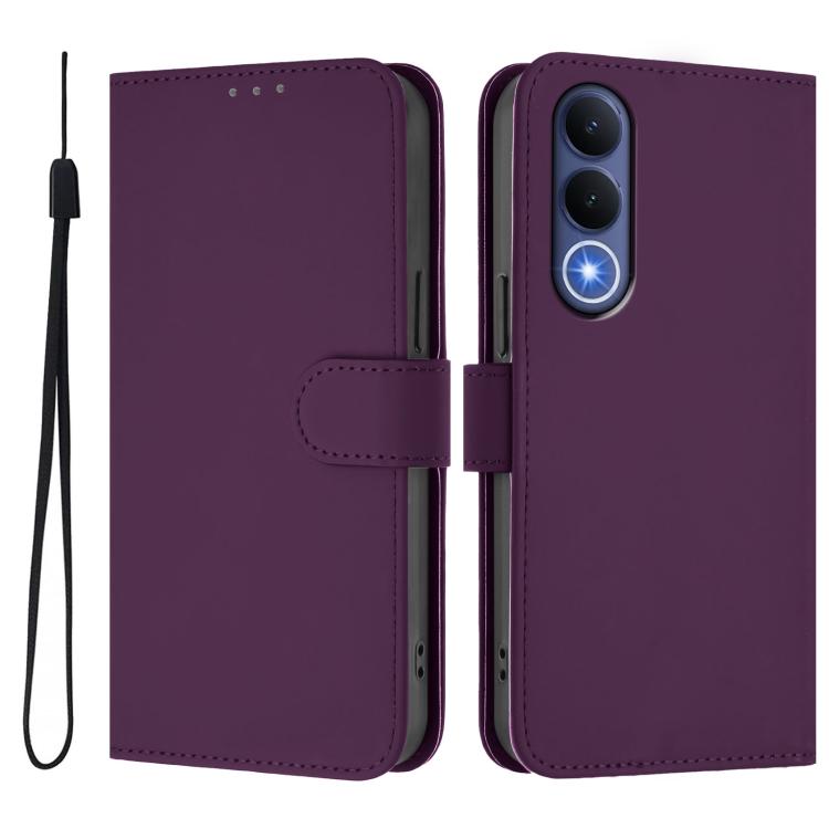 For vivo V70 FE 5G Skin Feel Solid Color Leather Phone Case with Lanyard