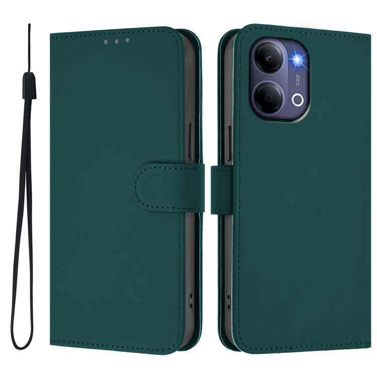 For vivo Y21 5G 2026 Global / Y05 4G Skin Feel Solid Color Leather Phone Case with Lanyard