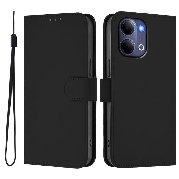 For vivo Y21 5G 2026 Global / Y05 4G Skin Feel Solid Color Leather Phone Case with Lanyard
