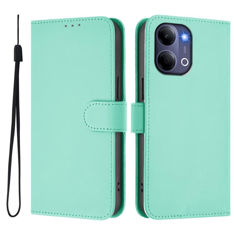 For vivo Y21 5G 2026 Global / Y05 4G Skin Feel Solid Color Leather Phone Case with Lanyard