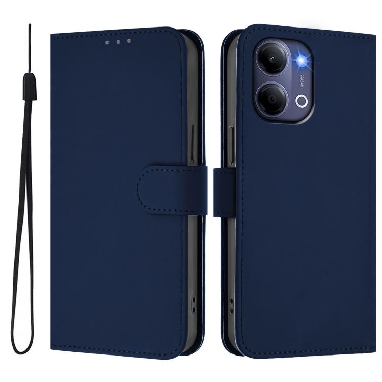 For vivo Y21 5G 2026 Global / Y05 4G Skin Feel Solid Color Leather Phone Case with Lanyard
