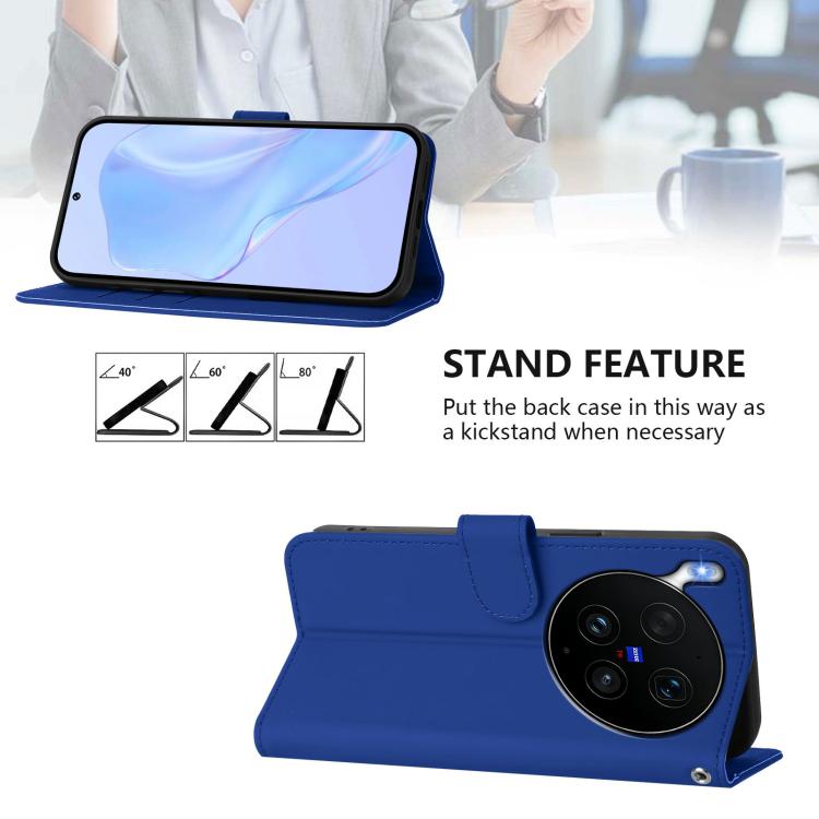 For vivo X300 Ultra Skin Feel Solid Color Leather Phone Case with Lanyard