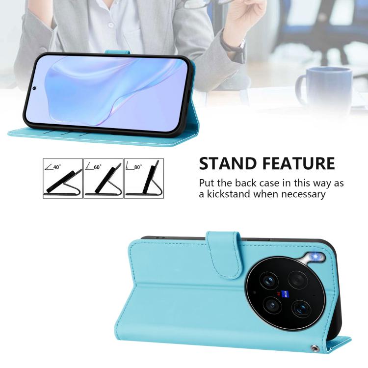 For vivo X300 Ultra Skin Feel Solid Color Leather Phone Case with Lanyard