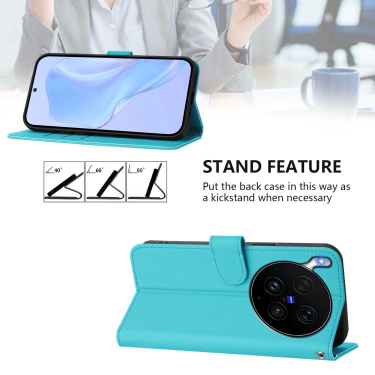 For vivo X300 Ultra Skin Feel Solid Color Leather Phone Case with Lanyard