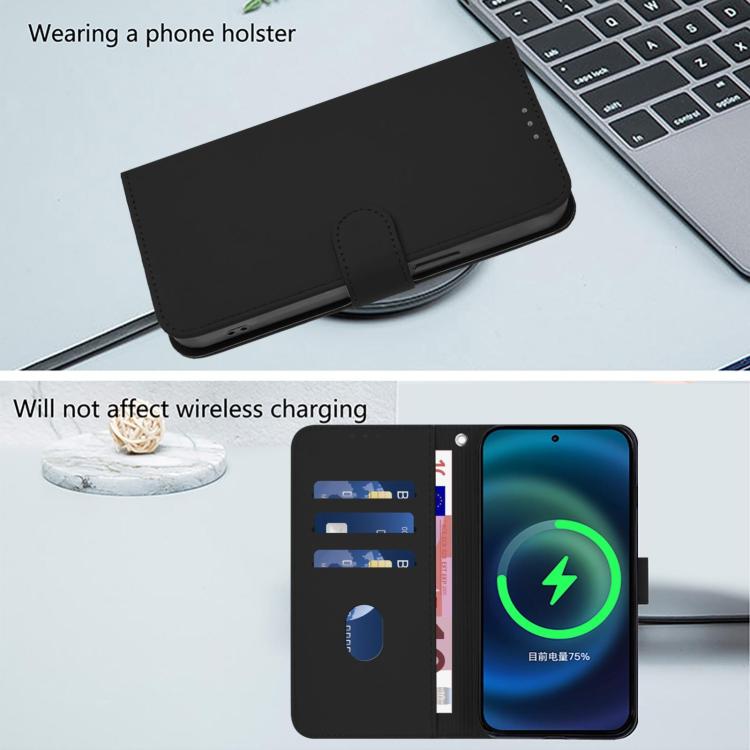 For vivo X300s Skin Feel Solid Color Leather Phone Case with Lanyard