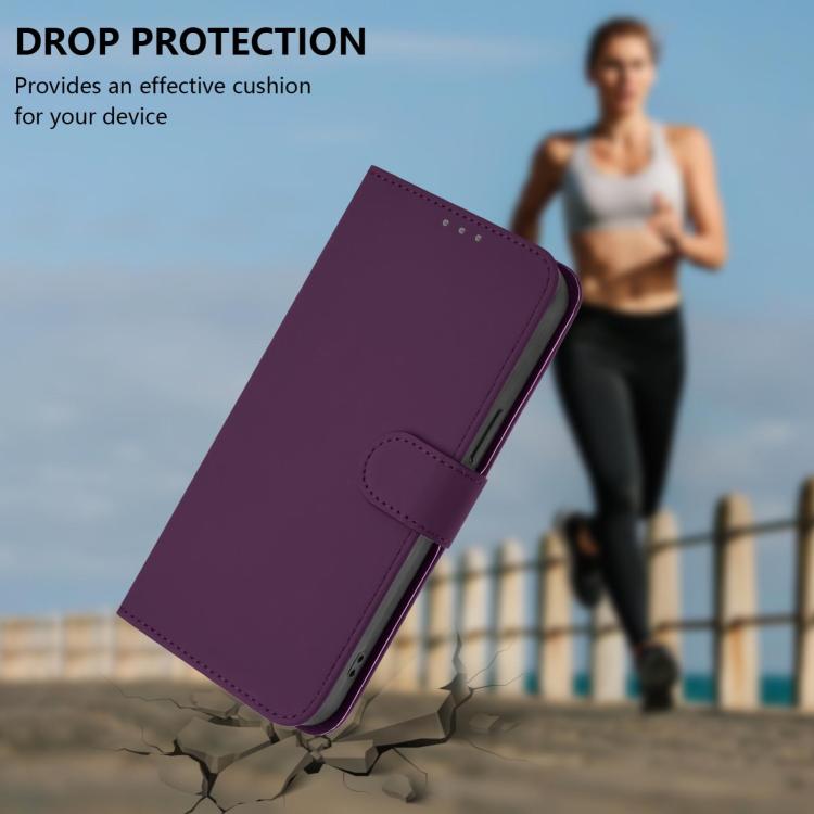 For vivo X300s Skin Feel Solid Color Leather Phone Case with Lanyard