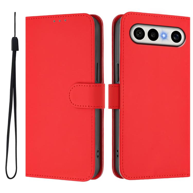 For vivo X300 FE 5G Zeiss/S50 Pro Mini 5G Skin Feel Solid Color Leather Phone Case with Lanyard
