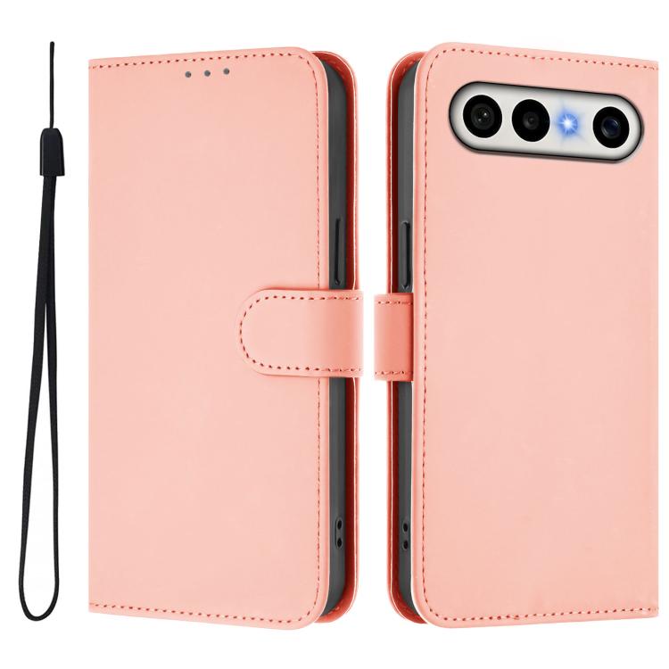 For vivo X300 FE 5G Zeiss/S50 Pro Mini 5G Skin Feel Solid Color Leather Phone Case with Lanyard