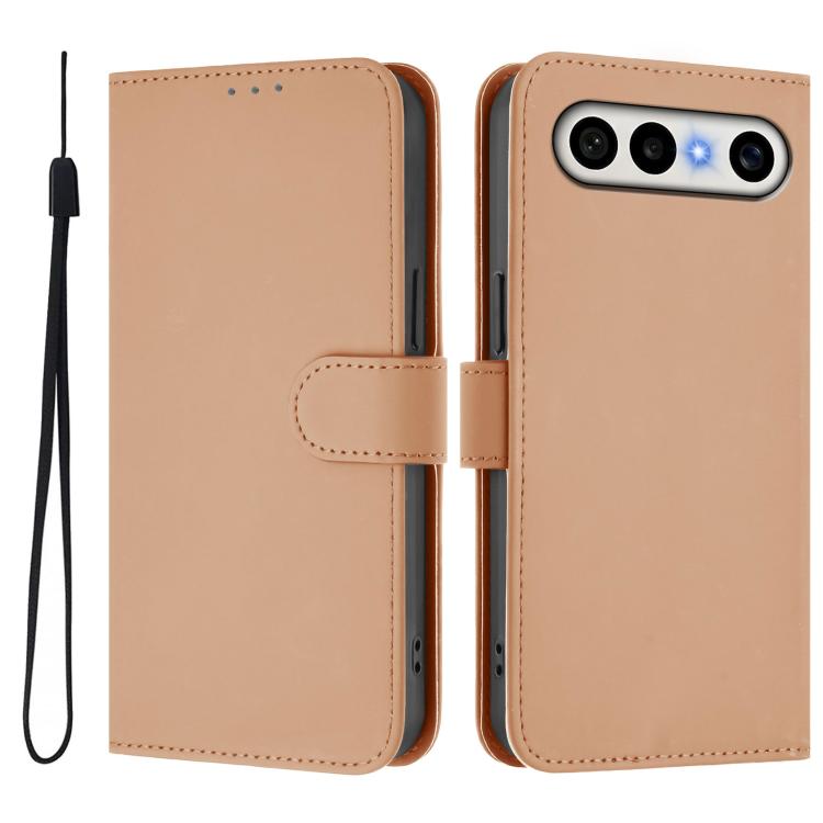 For vivo X300 FE 5G Zeiss/S50 Pro Mini 5G Skin Feel Solid Color Leather Phone Case with Lanyard