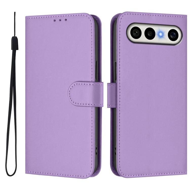 For vivo X300 FE 5G Zeiss/S50 Pro Mini 5G Skin Feel Solid Color Leather Phone Case with Lanyard
