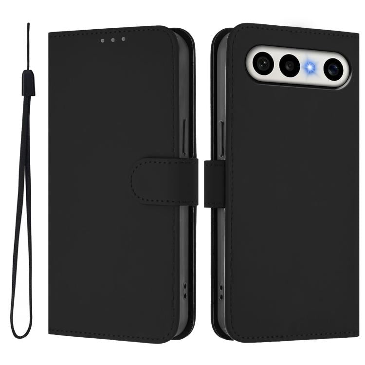 For vivo X300 FE 5G Zeiss/S50 Pro Mini 5G Skin Feel Solid Color Leather Phone Case with Lanyard