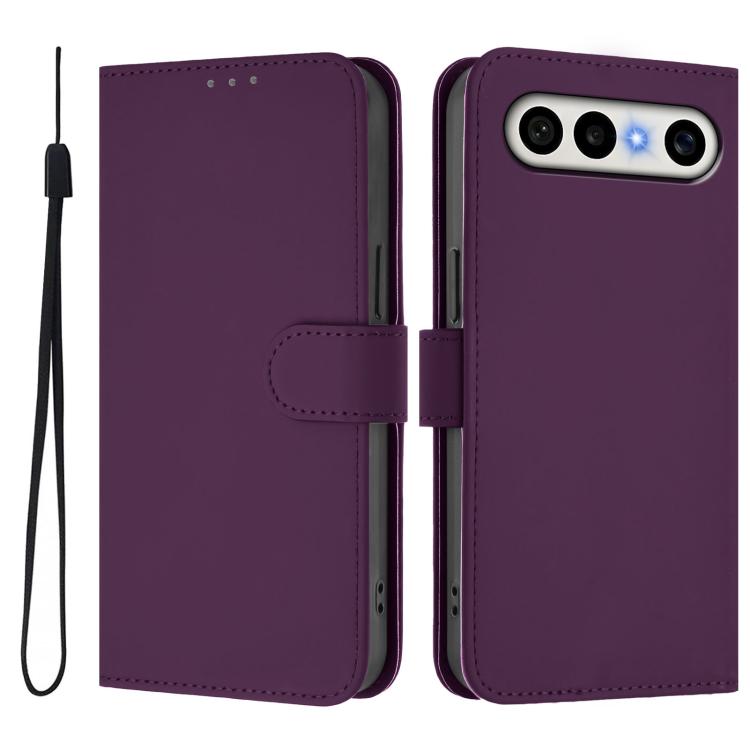 For vivo X300 FE 5G Zeiss/S50 Pro Mini 5G Skin Feel Solid Color Leather Phone Case with Lanyard