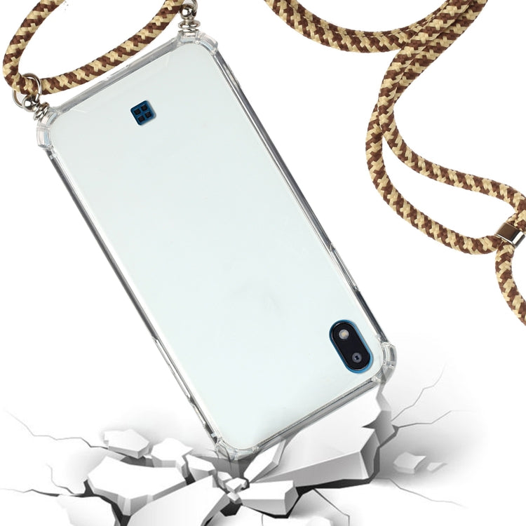 For LG K20 (2019) Four-Corner Shockproof Transparent TPU Protective Case with Lanyard