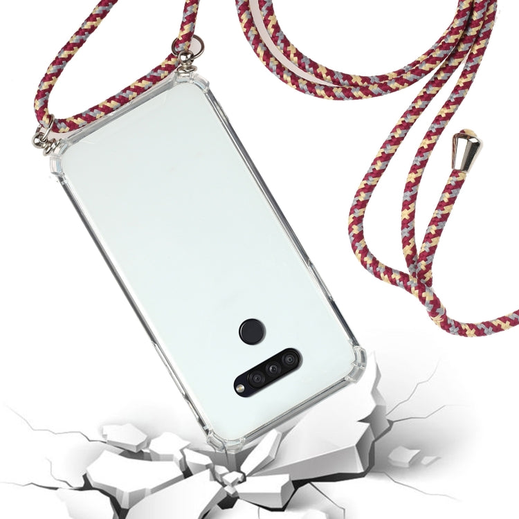 For LG K50S Four-Corner Shockproof Transparent TPU Protective Case with Lanyard