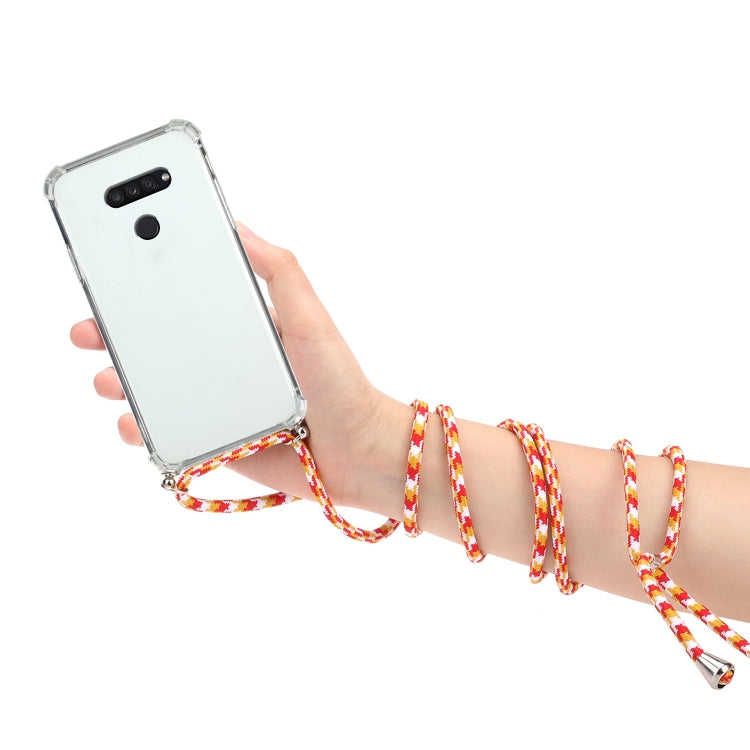 For LG K50S Four-Corner Shockproof Transparent TPU Protective Case with Lanyard