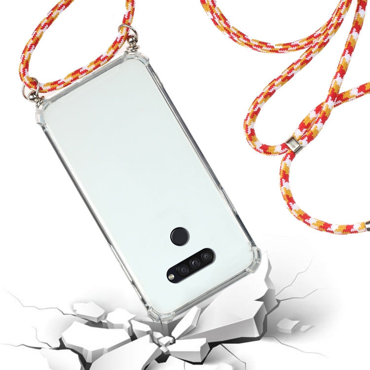 For LG K50S Four-Corner Shockproof Transparent TPU Protective Case with Lanyard