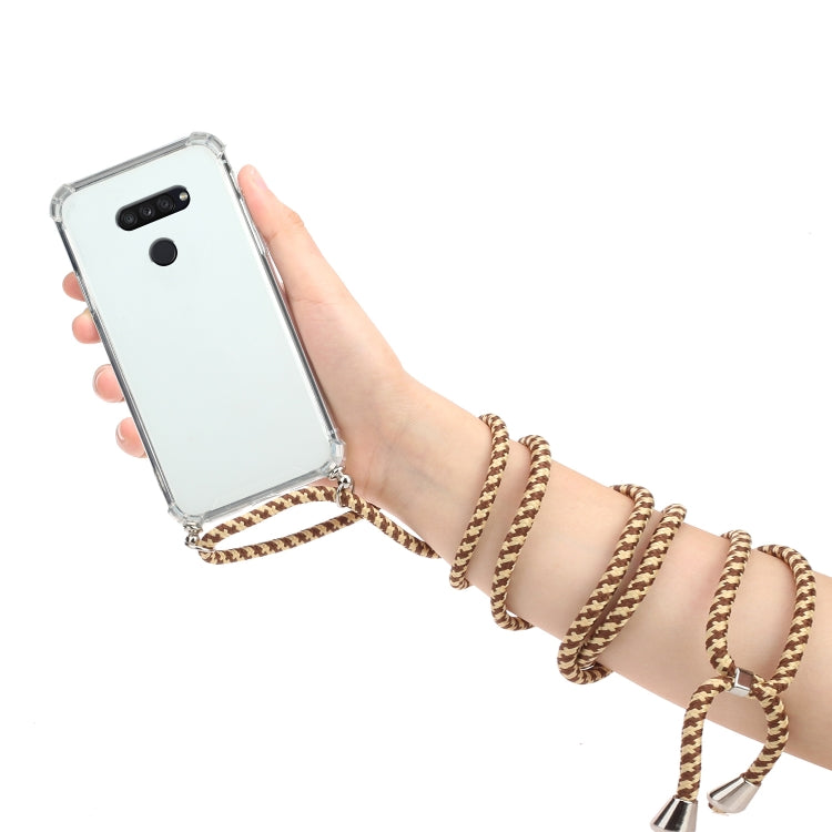 For LG K50S Four-Corner Shockproof Transparent TPU Protective Case with Lanyard