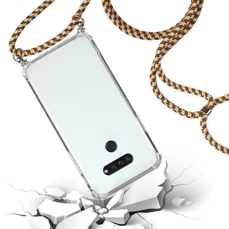 For LG K50S Four-Corner Shockproof Transparent TPU Protective Case with Lanyard