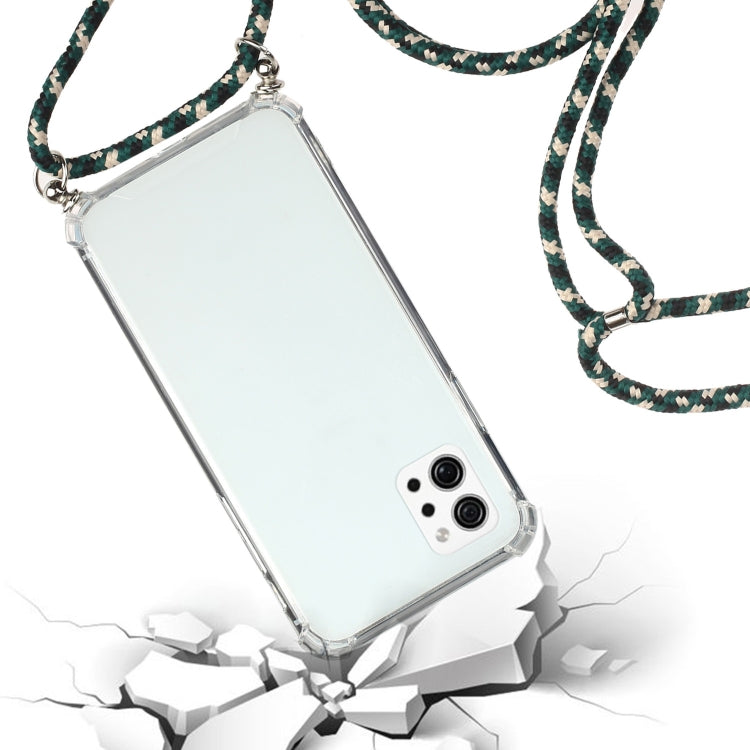 For LG Q92 5G Four-Corner Shockproof Transparent TPU Protective Case with Lanyard