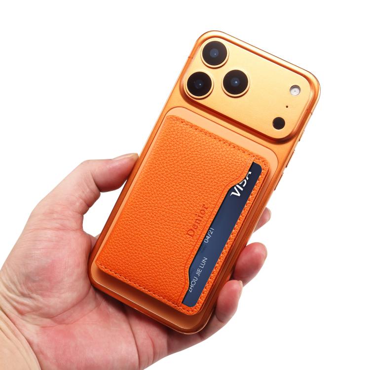 Denior V23 Litchi Texture MagSafe Wallet Leather Card Holder Bag