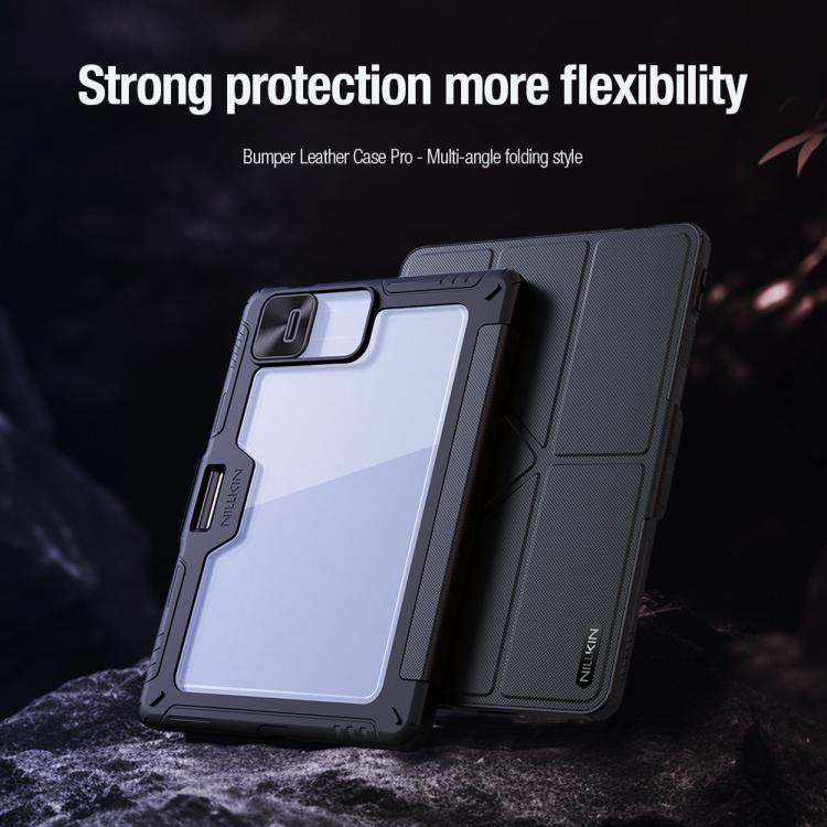 For Xiaomi Pad 8 / 8 Pro NILLKIN Bumper Pro Multi-angle Folding Style Tablet Leather Case - Black