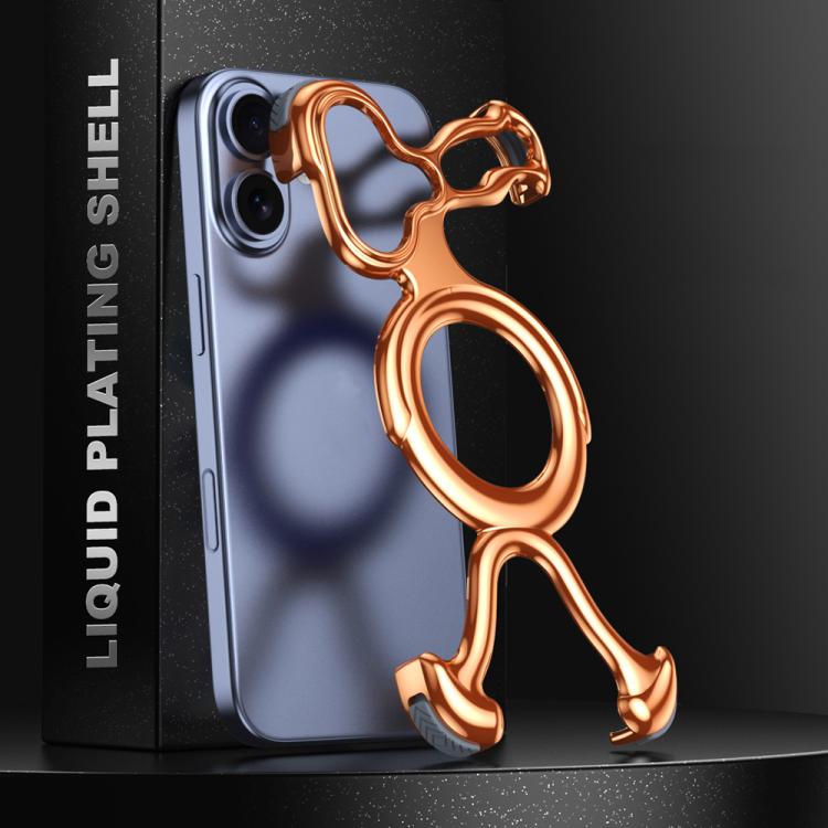 For iPhone 17 Liquid Plating PC Hollow MagSafe Phone Case