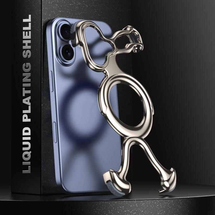 For iPhone 17 Liquid Plating PC Hollow MagSafe Phone Case