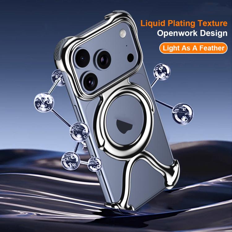 For iPhone 17 Pro Max Liquid Plating PC Hollow MagSafe Phone Case