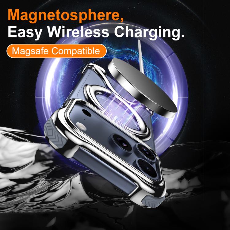 For iPhone 17 Pro Max Liquid Plating PC Hollow MagSafe Phone Case