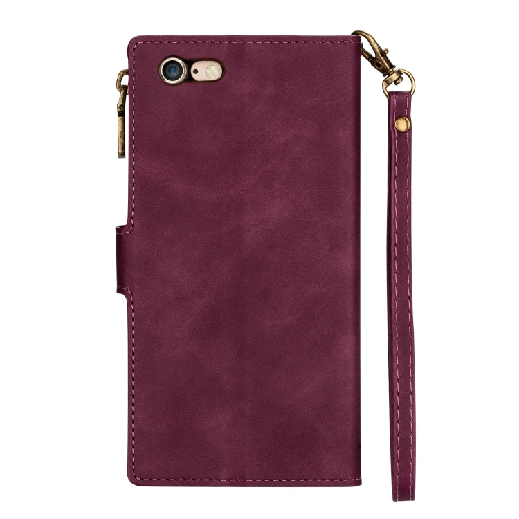 Zipper Multi-card Slots Horizontal Flip PU Leather Case with Holder & Card Slots & Wallet & Lanyard & Photo Frame for iPhone 6s Plus / 6 Plus