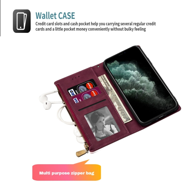 Zipper Multi-card Slots Horizontal Flip PU Leather Case with Holder & Card Slots & Wallet & Lanyard & Photo Frame for iPhone 6s Plus / 6 Plus