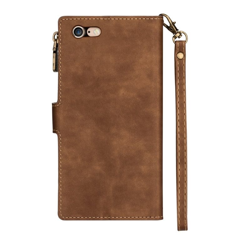 Zipper Multi-card Slots Horizontal Flip PU Leather Case with Holder & Card Slots & Wallet & Lanyard & Photo Frame for iPhone 6s Plus / 6 Plus