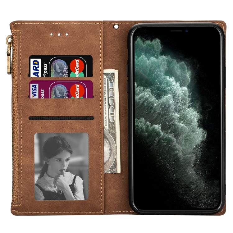 Zipper Multi-card Slots Horizontal Flip PU Leather Case with Holder & Card Slots & Wallet & Lanyard & Photo Frame for iPhone 6s Plus / 6 Plus