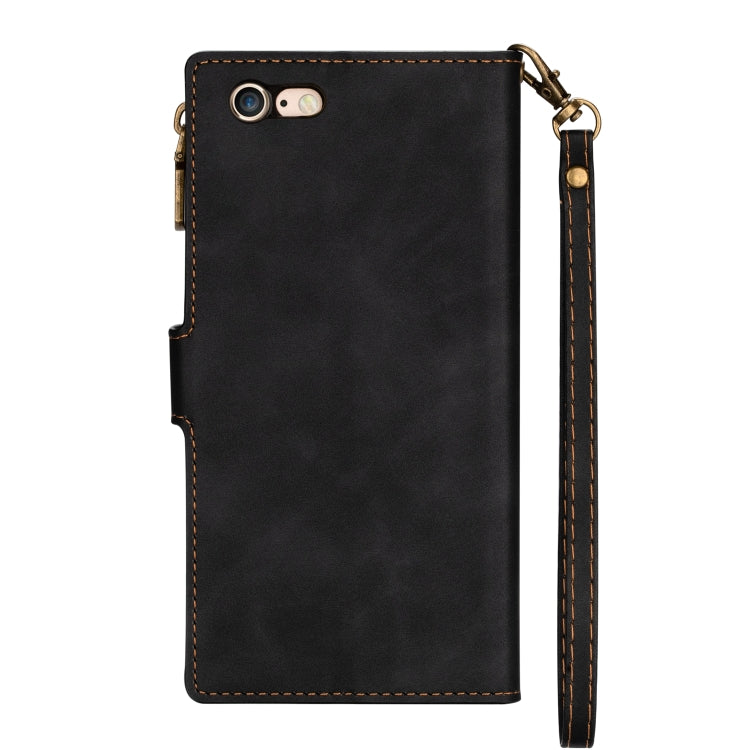 Zipper Multi-card Slots Horizontal Flip PU Leather Case with Holder & Card Slots & Wallet & Lanyard & Photo Frame for iPhone 6s Plus / 6 Plus