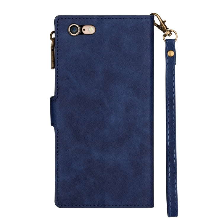 Zipper Multi-card Slots Horizontal Flip PU Leather Case with Holder & Card Slots & Wallet & Lanyard & Photo Frame for iPhone 6s Plus / 6 Plus